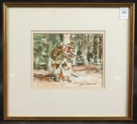 ROLAND BATCHELOR (1889 - 1990) BRITISH. The Predators, watercolour. 5.5