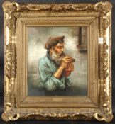 ITALIAN SCHOOL. Portrait, head and shoulders of an old man smoking a pipe. 15