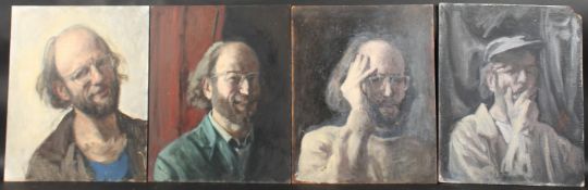 GEORGE WEISSBORT (1928-2013). Four various self portraits, head and shoulders. Oil on board. 16