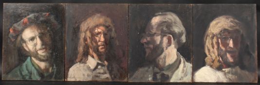 GEORGE WEISSBORT (1928-2013). Four various self portraits, head and shoulders. Oil on board. 10.5