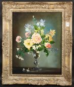 Cecil Kennedy (1905-1997), 'Mixed Flowers in an English 17th Century Wine Glass', oil on canvas,