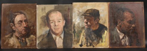 GEORGE WEISSBORT (1928-2013). Four various portraits of men, head and shoulders. Oil on board. 11