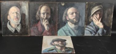 GEORGE WEISSBORT (1928-2013). Four various self portraits, head and shoulders. Oil on board. 16.5