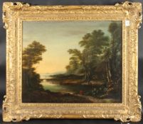 18TH CENTURY ENGLISH SCHOOL. Moonlit river landscape with trees. On canvas 20
