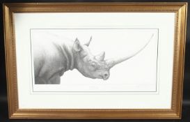 GARY HODGES (b. 1954) BRITISH. Black Rhinoceros. Signed. 516/850. Image 10.5