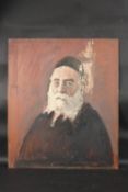 GEORGE WEISSBORT (1928-2013). Portrait, head and shoulders of a Rabbi. Oil on board. 28