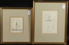 EDWARD WILLIAM COOKE. Pencil drawings. shipping scenes, a pair, both bear inscriptions verso (2). 7