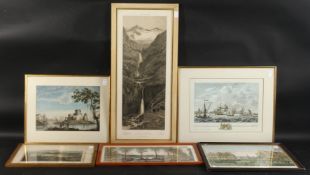 SIX ANTIQUE VIEWS OF EUROPEAN SUBJECTS (6). Largest: 28
