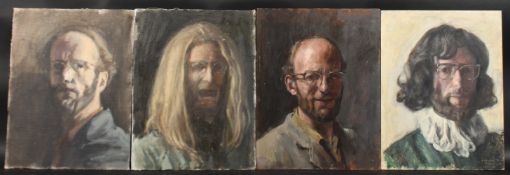 GEORGE WEISSBORT (1928-2013). Four various self portraits, head and shoulders. Oil on board. 13.5