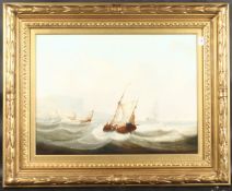 AFTER G. CHAMBERS (19TH CENTURY) ENGLISH. Fishing boats and other boats off the coast. Oil on
