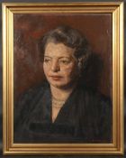 GEORGE WEISSBORT (1928-2013). Portrait, head and shoulders of a lady wearing a triple row of pearls.