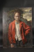 GEORGE WEISSBORT (1928-2013). Portrait, three-quarter length of the artist, landscape setting. Oil