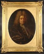 18th Century French School, a portrait of a gentleman with a fine lace shirt, oil on canvas, 30