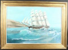 R. FOWLER. Seascape, a four-masted schooner of the coast. Oil on canvas, in a good gilt frame. 24