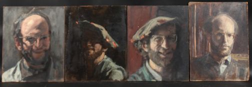 GEORGE WEISSBORT (1928-2013). Four various self portraits, head and shoulders. Oil on board. 10.5