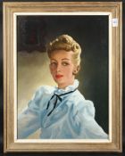 Mid-20th Century British School, a head and shoulders portrait of a lady, oil on canvas, 20