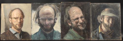 GEORGE WEISSBORT (1928-2013). Four various self portraits, head and shoulders. one signed. Oil on