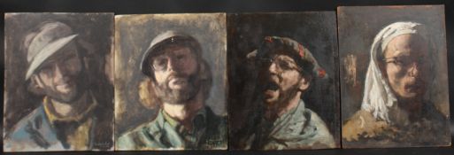 GEORGE WEISSBORT (1928-2013). Four various self portraits, two signed and dated '71 & '74. Oil on