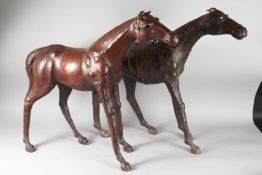 TWO GOOD LEATHER HORSES, POSSIBLY LIBERTY. 2ft high.