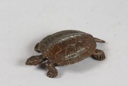 A JAPANESE BRONZE TURTLE. 3ins high.