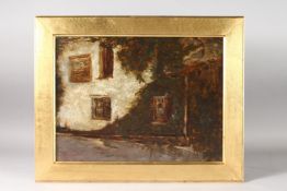 ENGLISH SCHOOL. A village house. Oil on canvas. 12ins x 16ins.