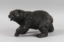 A GOOD BRONZE MODEL OF A BEAR. 13ins high.
