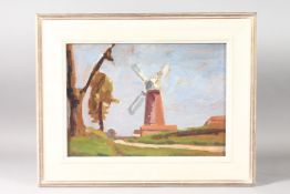 JOHN BROWN. A windmill. Oil on board. 10ins x 14ins.