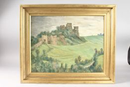 ATTRIBUTED MAURICE CODNER. A view of a ruined castle. Oil on panel. 14ins x 18ins.