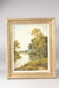 J. WILBERFORCE. River landscape. Oil on canvas. 16ins x 12ins.