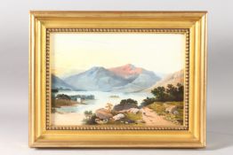 ATTRIBUTED E. NIEMANN. A Scottish loch. Oil on canvas. 8ins x 12ins.