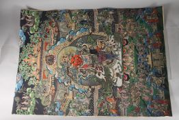 A TIBETAN THANGKA ON PAPER.