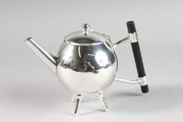 A CHRISTOPHER DRESSER CIRCULAR TEAPOT.