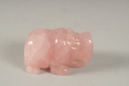 A RUSSIAN CARVED JADE HIPPO with diamond eyes. 2.5ins, in a fitted box.