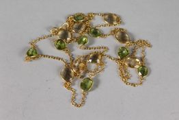A SILVER GILT, PERIDOT AND CITRINE NECKLACE.