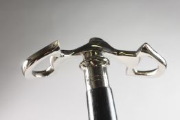 A WALKING STICK with STIRRUP handle.