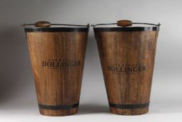 A LARGE PAIR OF WOODEN BUCKETS. 16ins high.