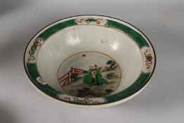 A CHINESE FAMILLE VERTE PORCELAIN BOWL. 26.5cms diameter.