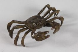 A JAPANESE BRONZE CRAB. 4.5ins long.