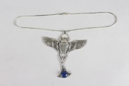 A SILVER SCARAB NECKLACE.