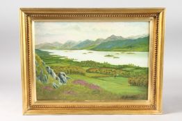W. HORLEY. Lake Windermere and island. Signed. Oil on board. 10ins x 14ins.