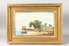 GERARD ROUX. Coastal waters. Oil on panel. 8ins x 13ins.