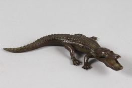 A JAPANESE BRONZE ALLIGATOR. 7ins long.