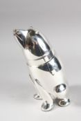 A LARGE PLATE POLAR BEAR COCKTAIL SHAKER. 10.5ins high.