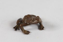 A JAPANESE BRONZE FROG. 2ins.