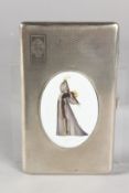 A LARGE SILVER VARGA GIRL CIGARETTE CASE. Stamped Sterling Silver.