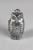 A SILVER PLATED OWL DOUBLE SOVEREIGN CASE.