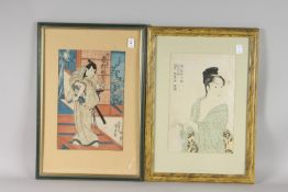 TWO ORIGINAL JAPANESE WOODBLOCK PRINTS, each framed and glazed, (2).