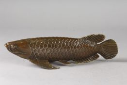 A JAPANESE STYLE BRASS FIGURE OF A CARP, 28.5cm long.
