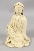 A BLANC DE CHINE PORCELAIN GUANYIN, 24cm high.