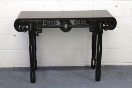 A 19TH-20TH CENTURY CHINESE HARDWOOD ALTER TABLE, possibly zitan, 119cm long, 84cm high, 39.5cm